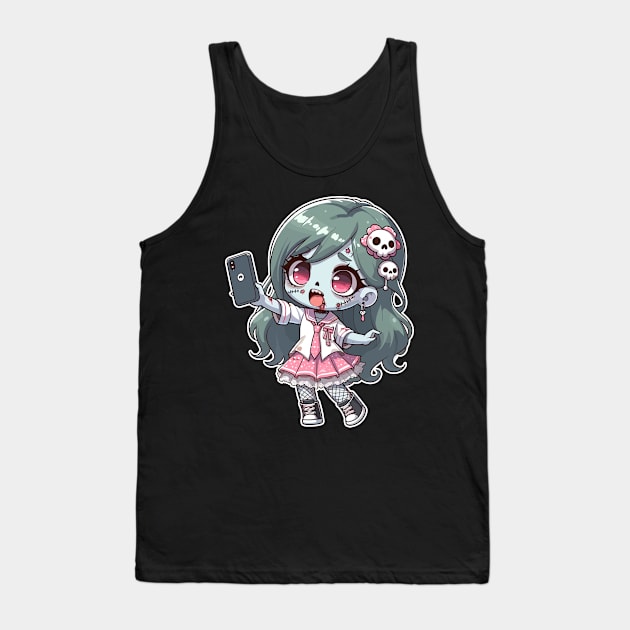 Kawaii Zombie Selfie Girl Tank Top by DesignDinamique